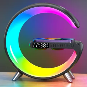 Intelligent G Shaped LED Lamp Bluetooth Speaker Wireless Charger Atmosphere Lamp App