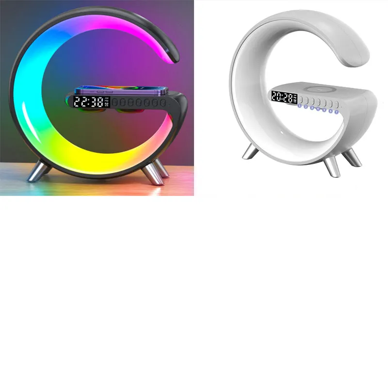 Intelligent G Shaped LED Lamp Bluetooth Speaker Wireless Charger Atmosphere Lamp App