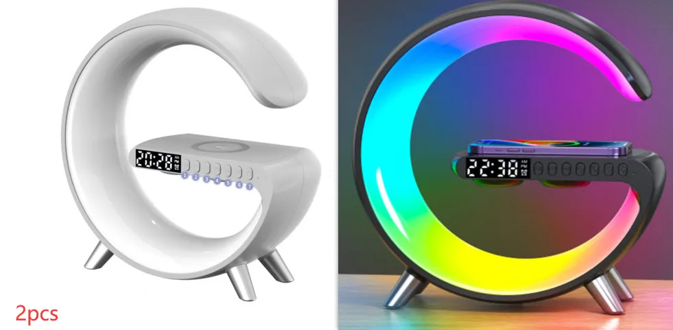 Intelligent G Shaped LED Lamp Bluetooth Speaker Wireless Charger Atmosphere Lamp App