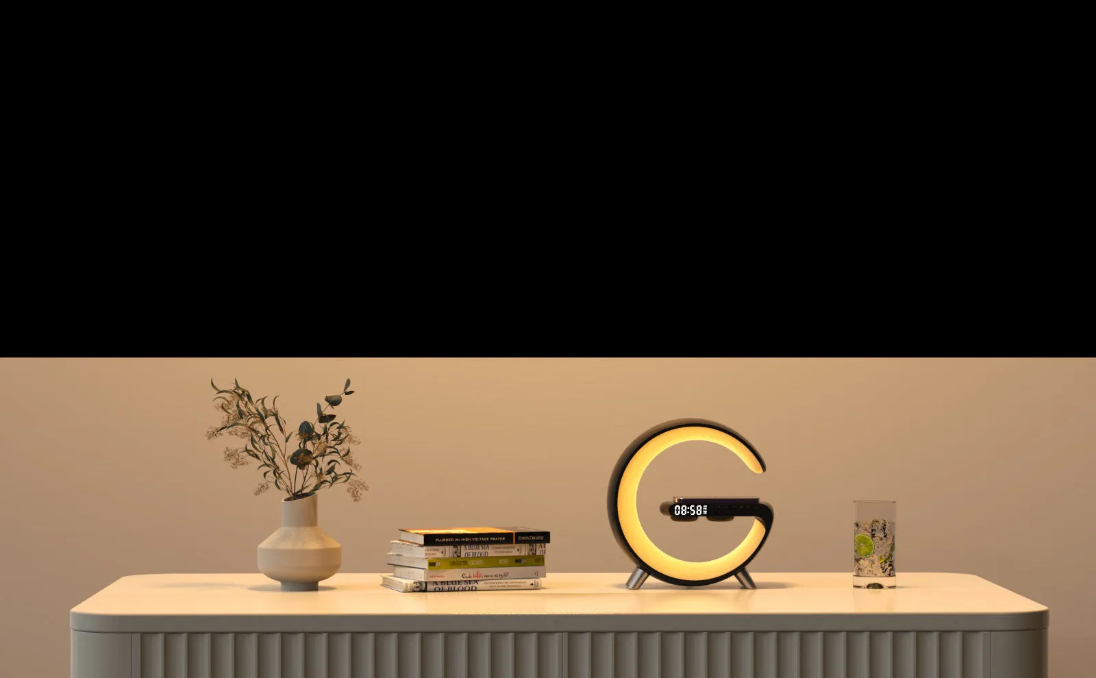 Intelligent G Shaped LED Lamp Bluetooth Speaker Wireless Charger Atmosphere Lamp App