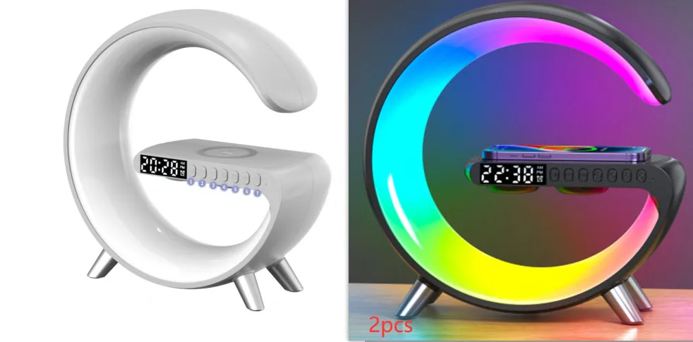 Intelligent G Shaped LED Lamp Bluetooth Speaker Wireless Charger Atmosphere Lamp App