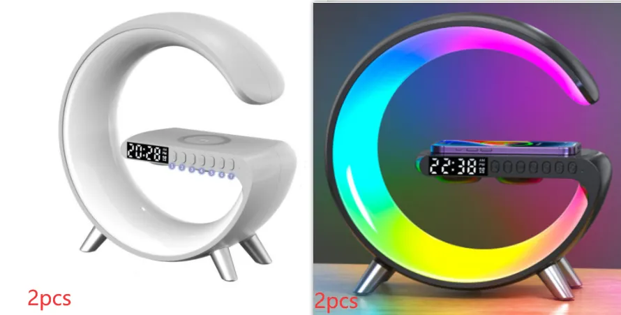 Intelligent G Shaped LED Lamp Bluetooth Speaker Wireless Charger Atmosphere Lamp App