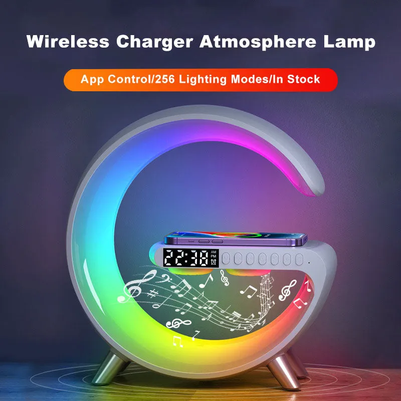 Intelligent G Shaped LED Lamp Bluetooth Speaker Wireless Charger Atmosphere Lamp App