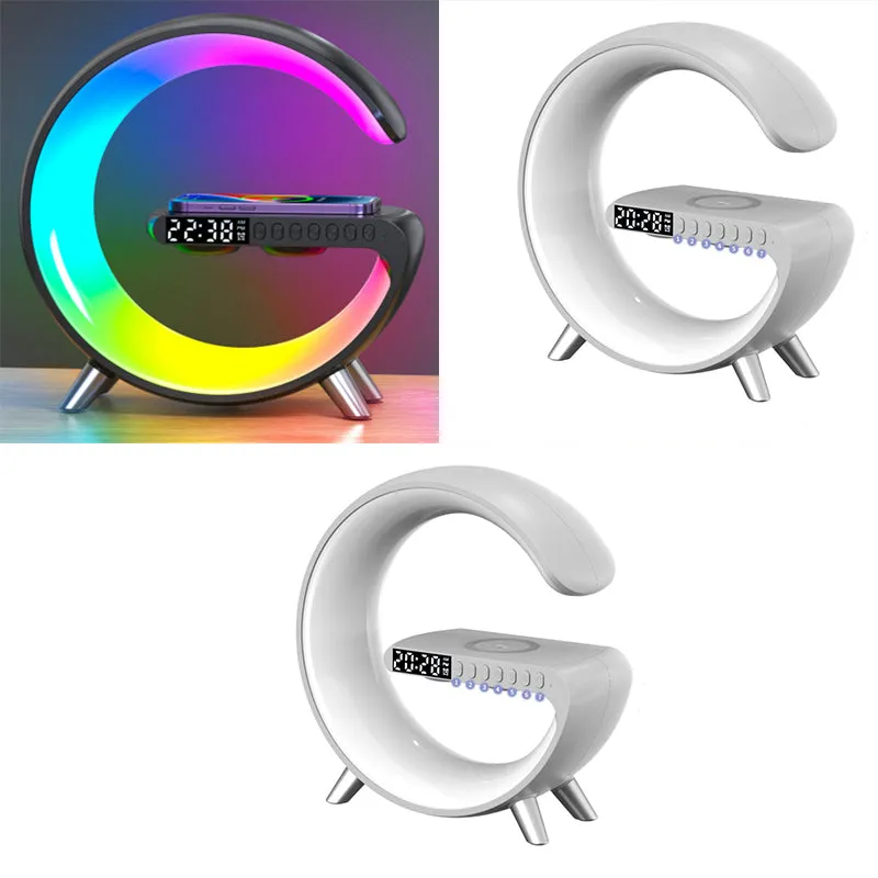Intelligent G Shaped LED Lamp Bluetooth Speaker Wireless Charger Atmosphere Lamp App