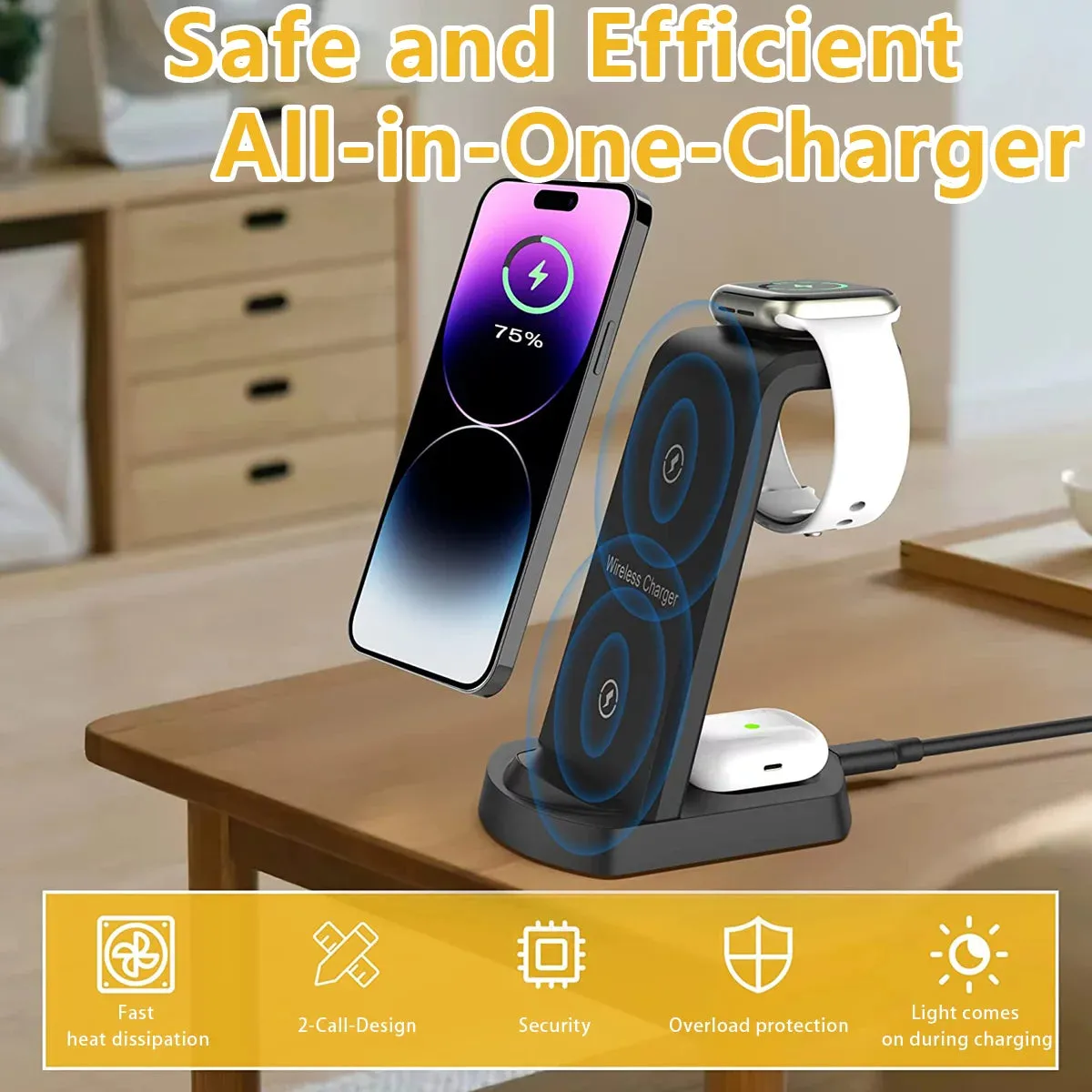 Iphone 3 in 1 Charging Station, Black