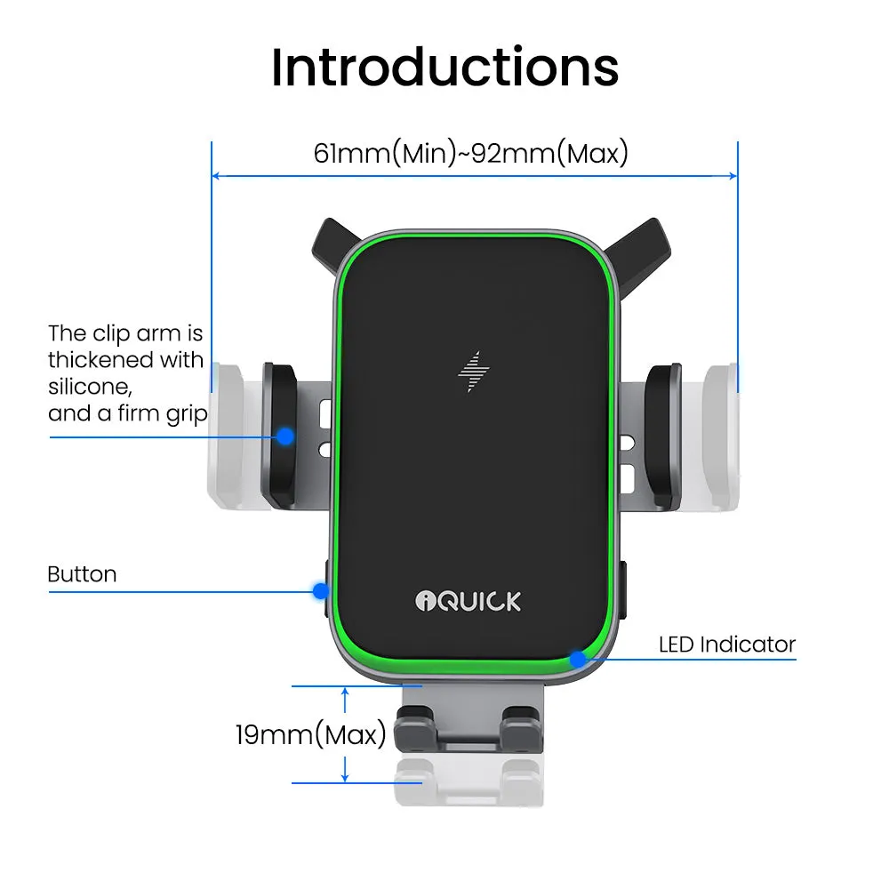 iQuick Wireless Car Charger Mount iOX3 - Black