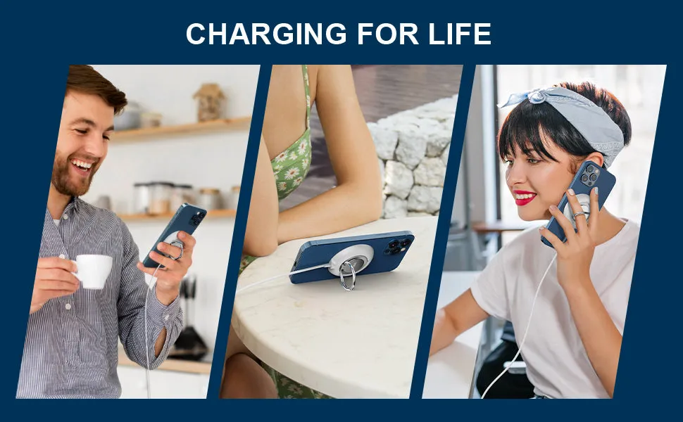 iWALK Magnetic Wireless Charger 15W with Phone Finger Ring Built in USB-C Cable