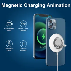 iWALK Magnetic Wireless Charger 15W with Phone Finger Ring Built in USB-C Cable