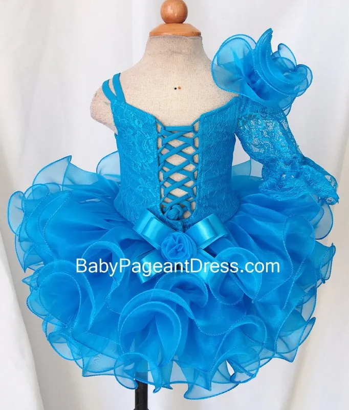 Jennifer Wu One Shoulder Lace Little Baby Cupcake Natural Pageant Dress