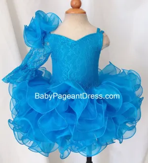 Jennifer Wu One Shoulder Lace Little Baby Cupcake Natural Pageant Dress