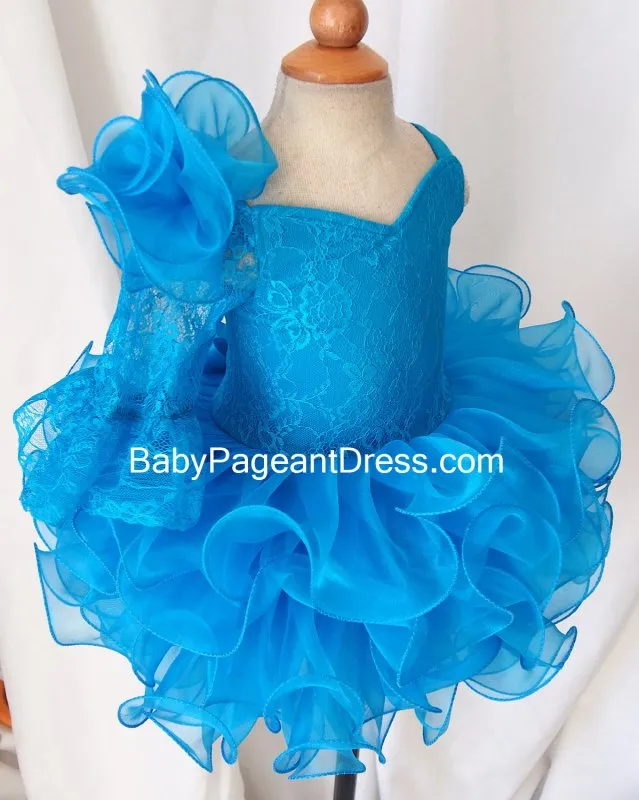 Jennifer Wu One Shoulder Lace Little Baby Cupcake Natural Pageant Dress