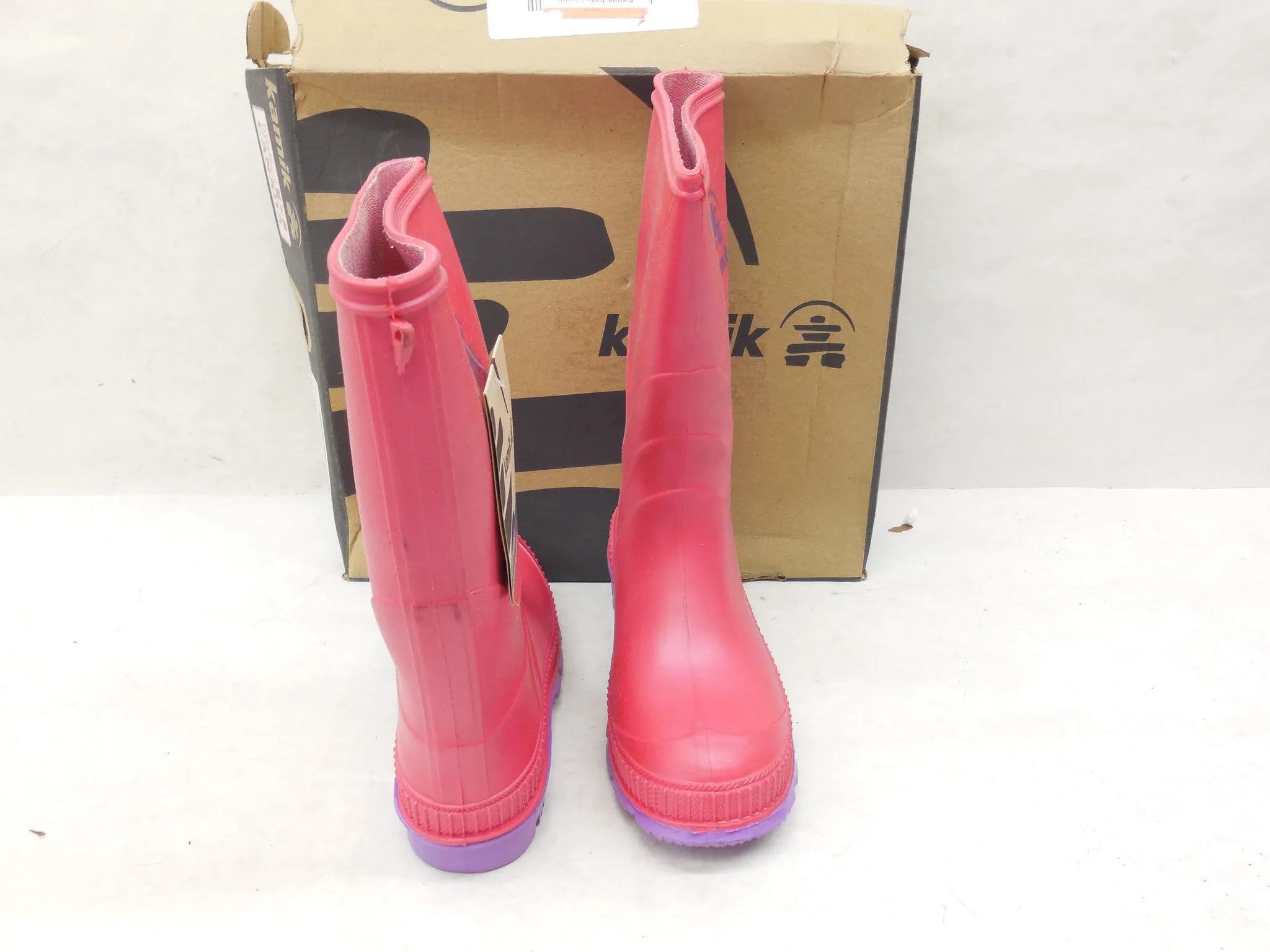 Kamik Kids Stomp Pink & Purple Rainboots Wellies Size 2