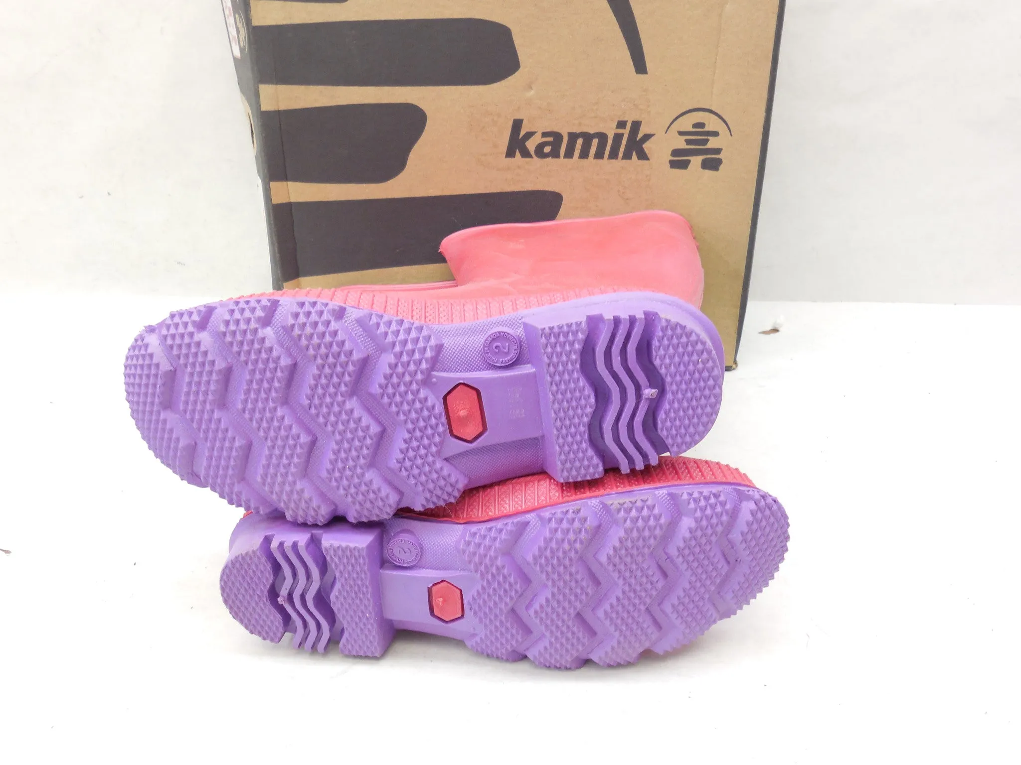Kamik Kids Stomp Pink & Purple Rainboots Wellies Size 2