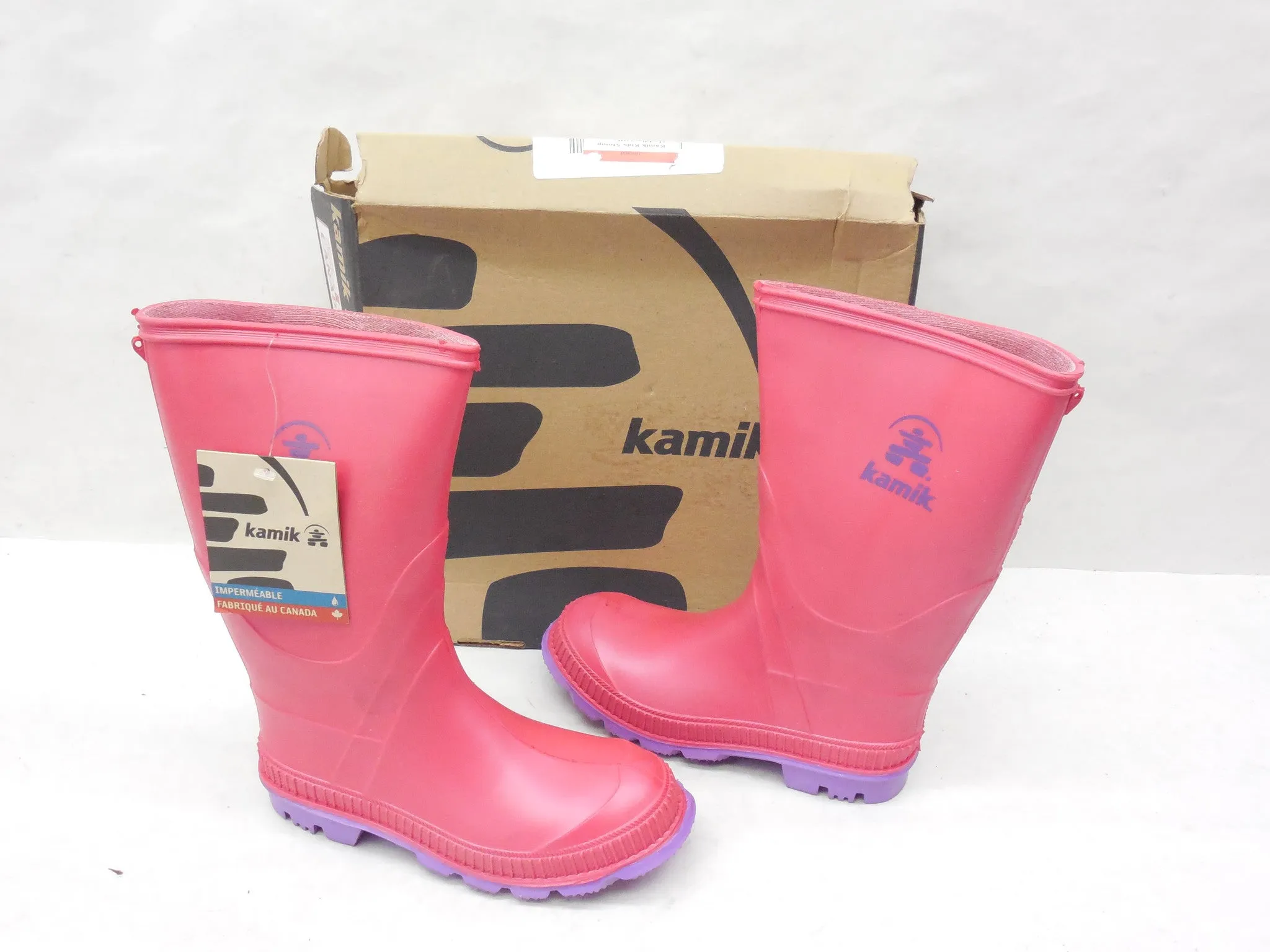 Kamik Kids Stomp Pink & Purple Rainboots Wellies Size 2