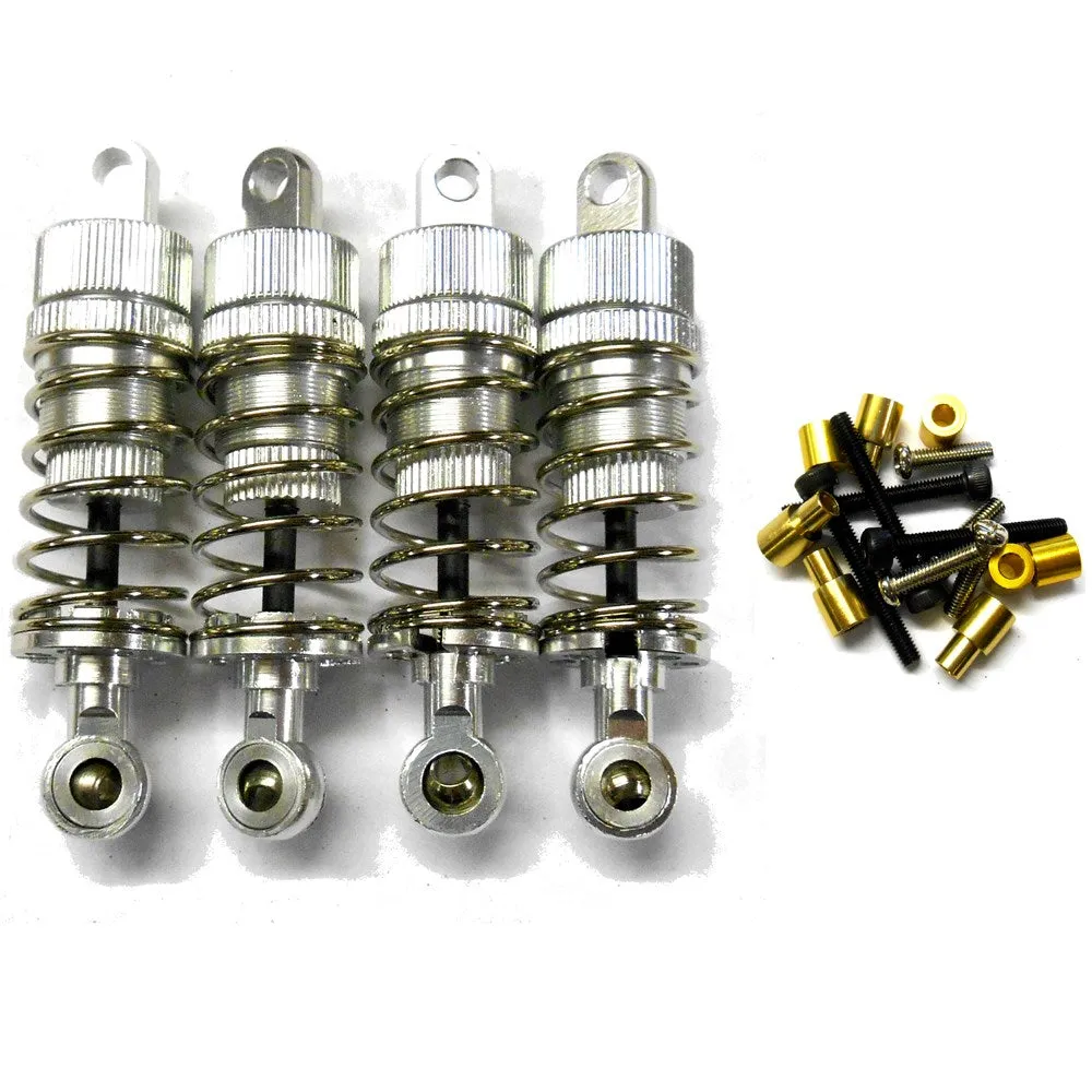 L365 1/10 Scale Alloy Adjustable Shock Absorbers Dampers 65mm Silver x 4