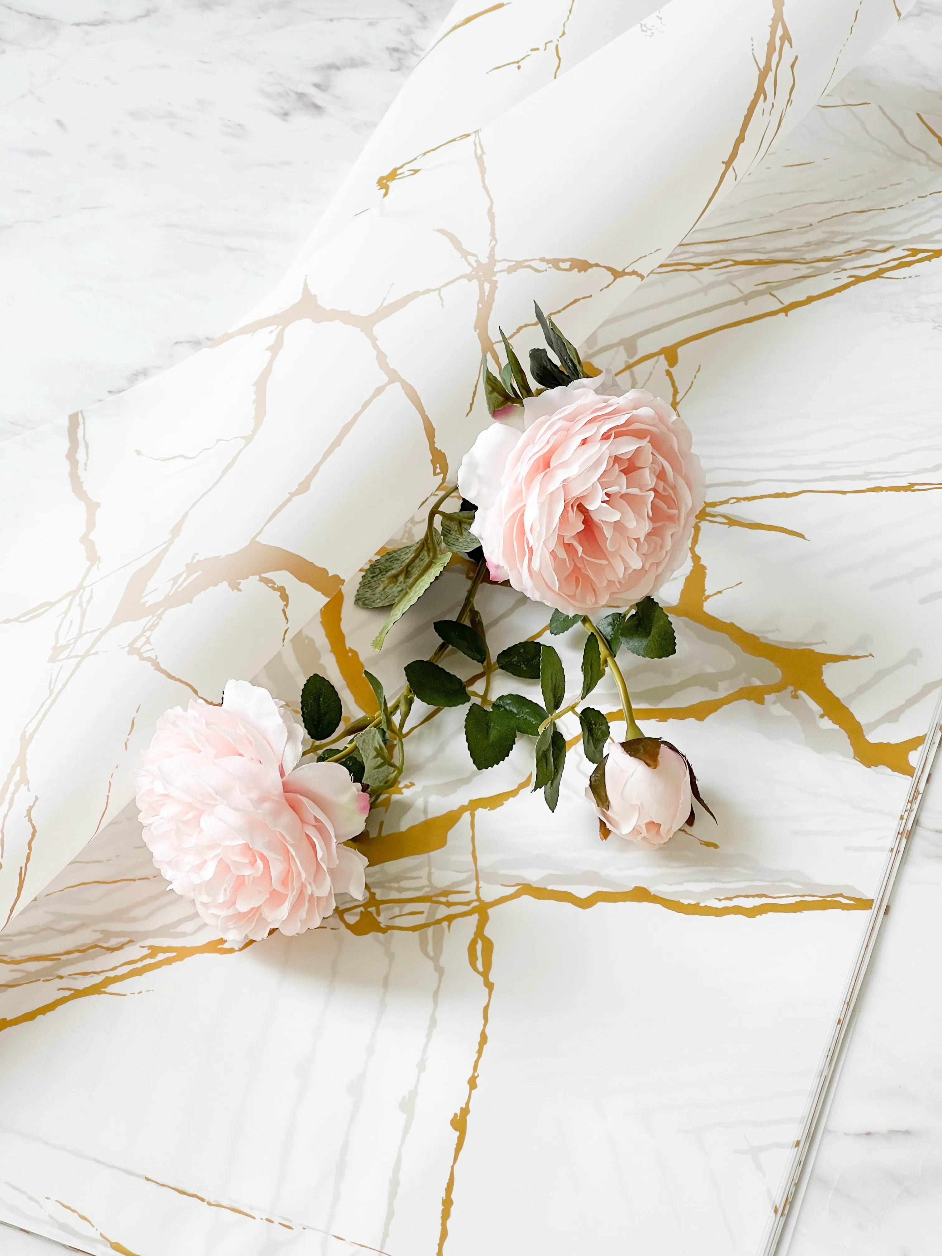 Matte finish Waterproof Marble wrapping paper(Transparent)