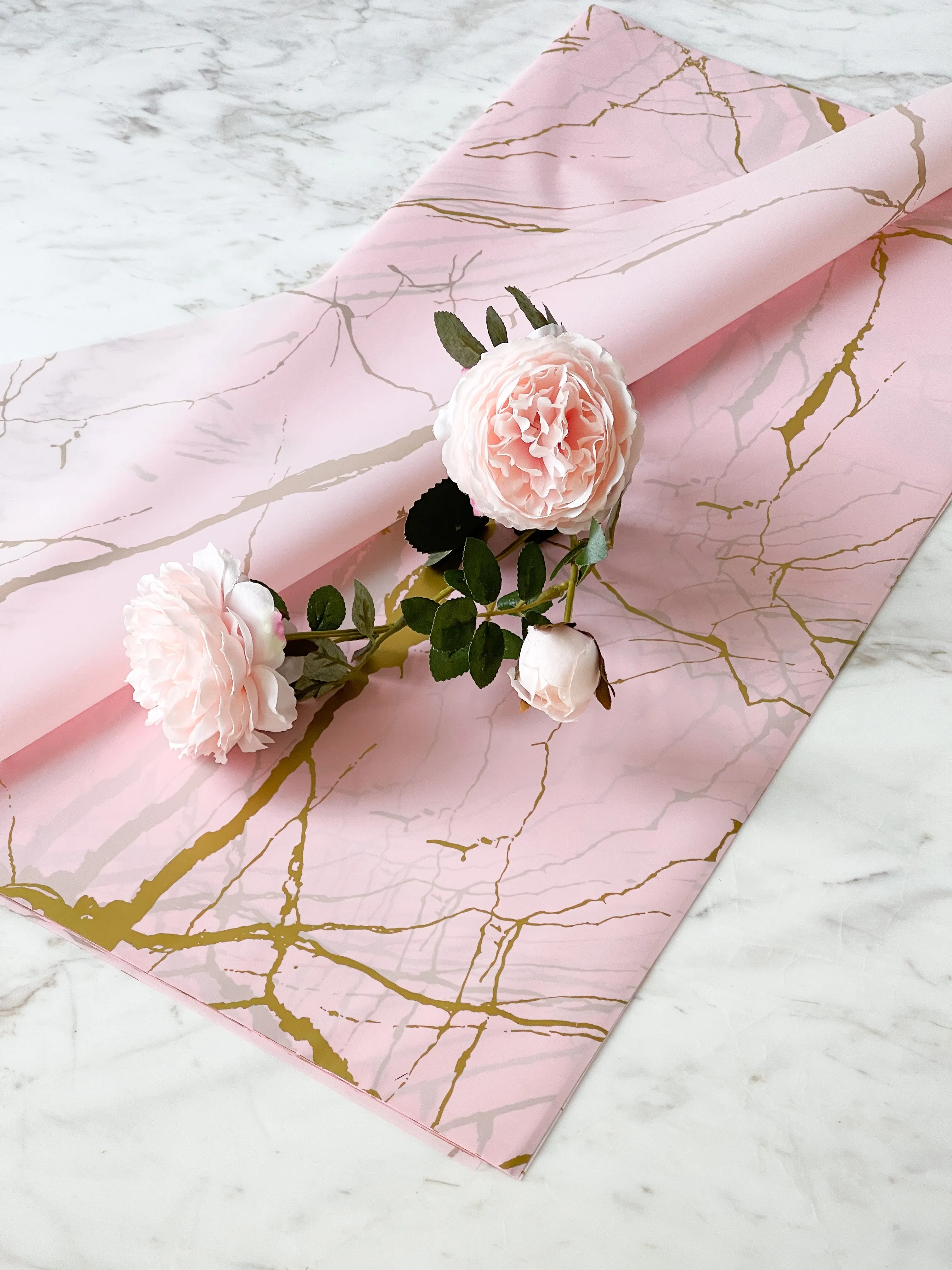 Matte finish Waterproof Marble wrapping paper(Transparent)