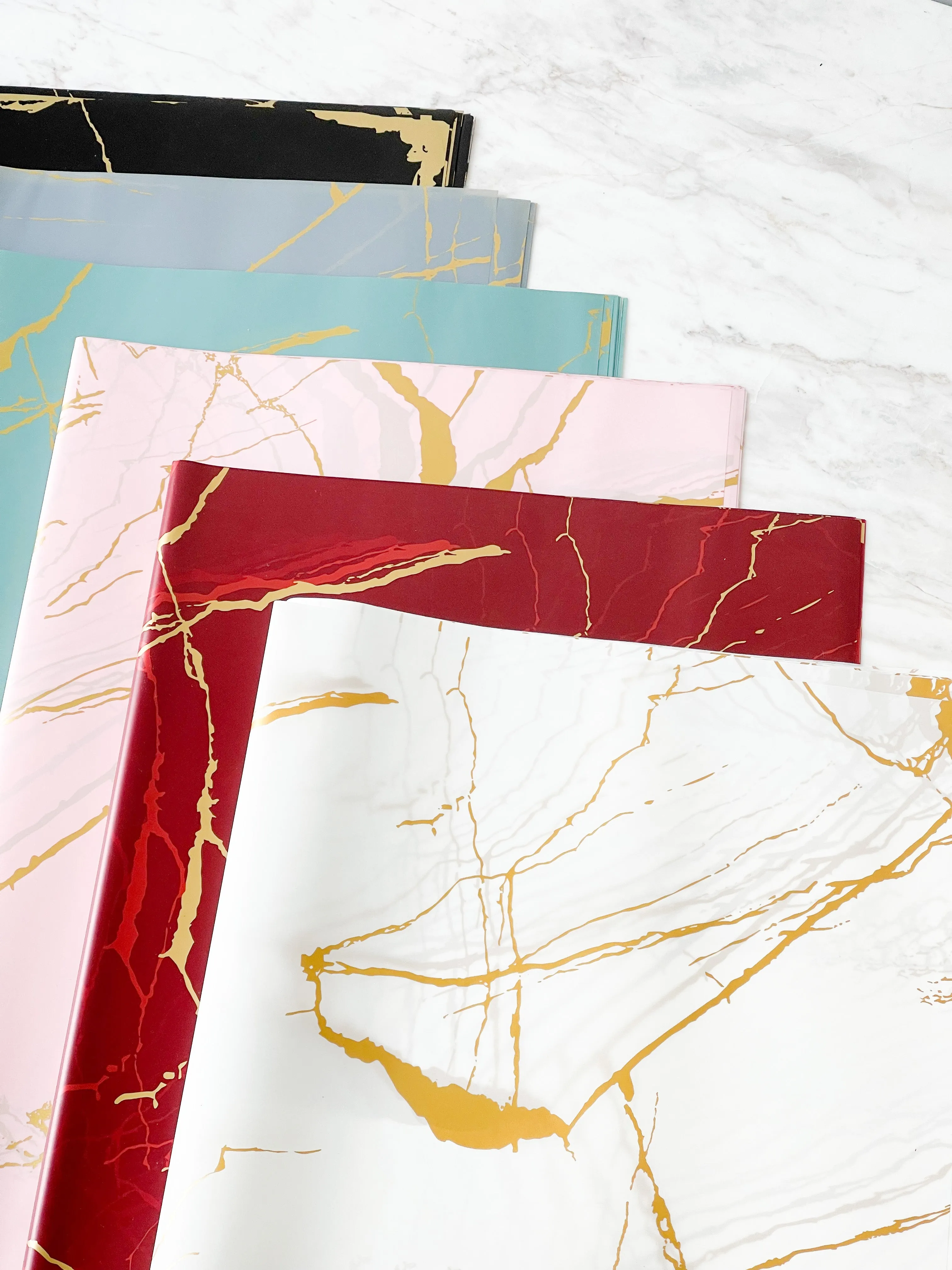 Matte finish Waterproof Marble wrapping paper(Transparent)