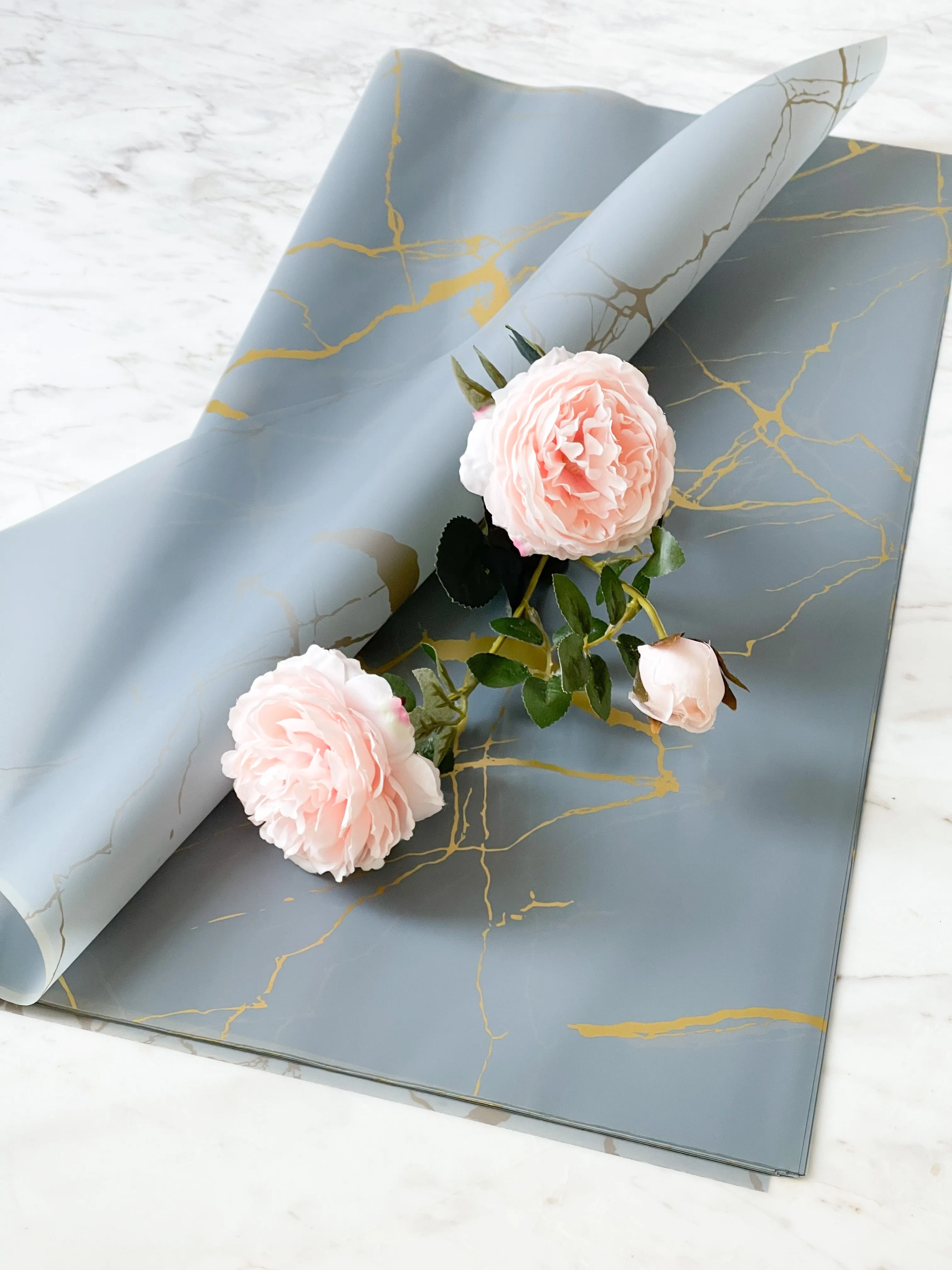 Matte finish Waterproof Marble wrapping paper(Transparent)