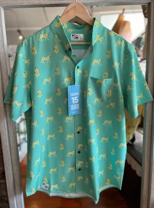 Men's Water & Wrinkle-Resistant Cheetah Button Up