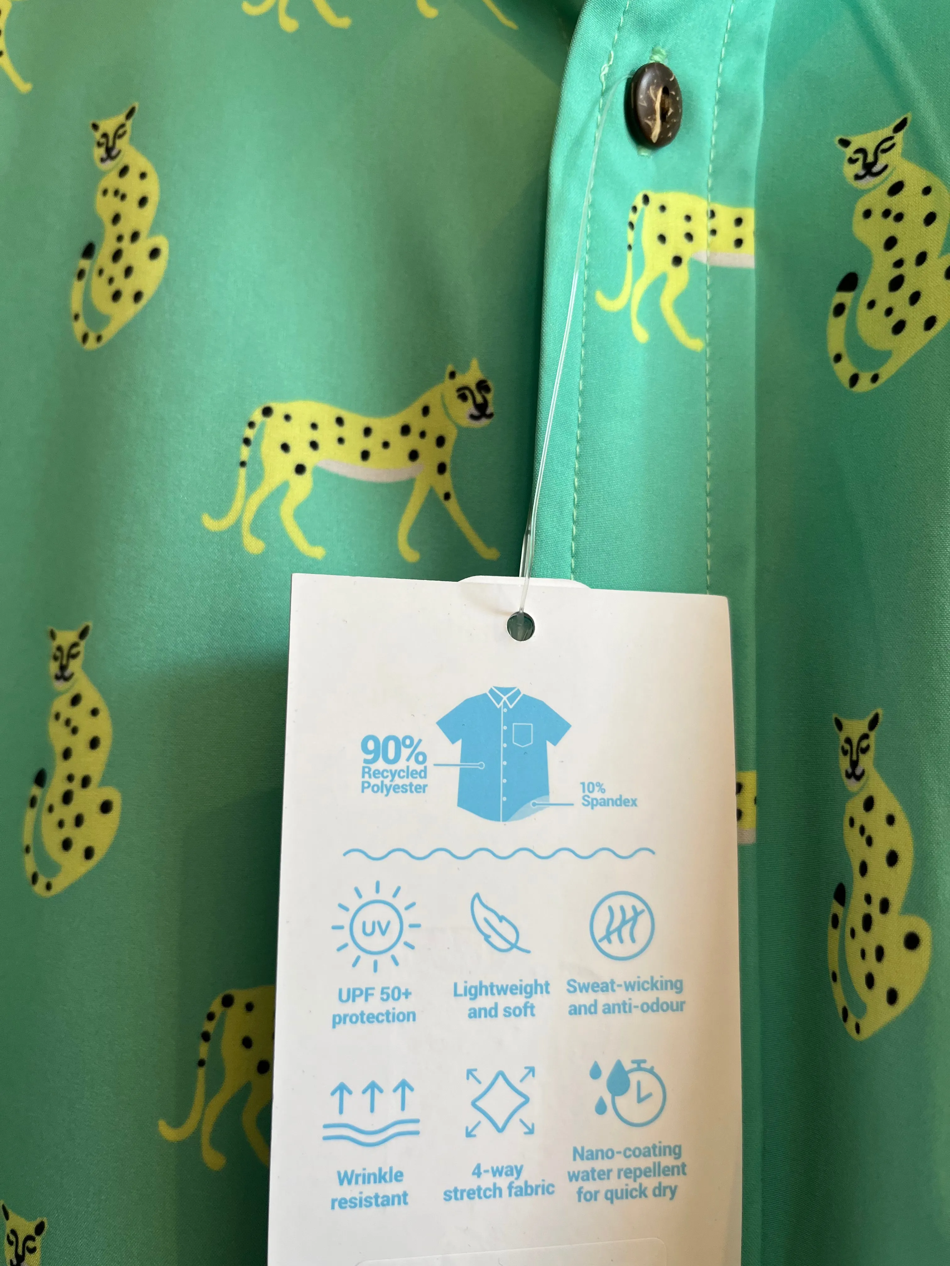 Men's Water & Wrinkle-Resistant Cheetah Button Up