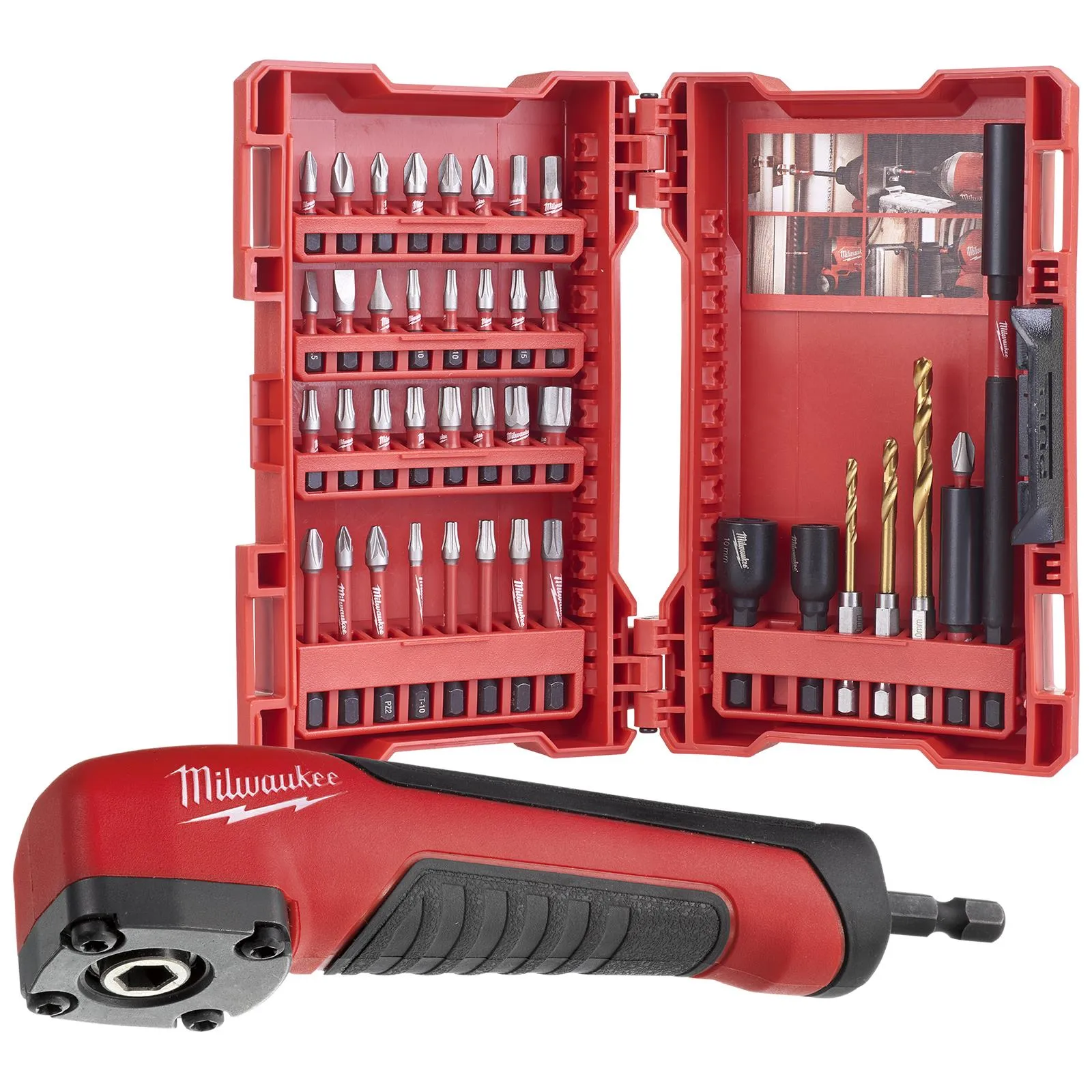 Milwaukee Shockwave Impact Duty Screwdriver Bit Set with Right Angle Attachment 41 Piece
