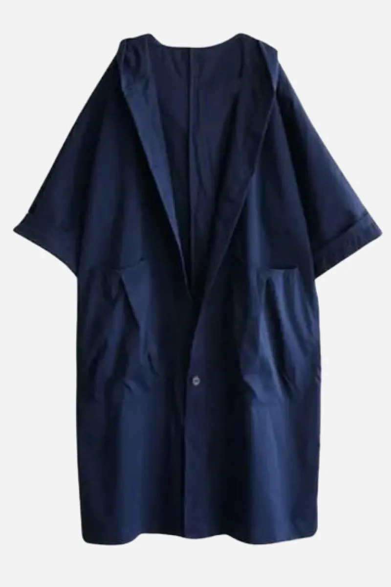 Navy Blue One Size Fits All Oversized Water Resistant Windbreaker Jacket