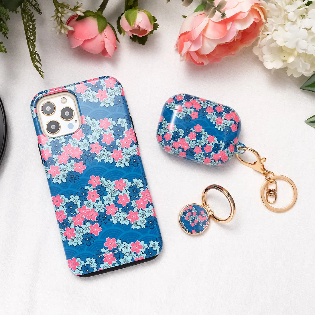 Navy Sakura Wave - iPhone X / XS Case