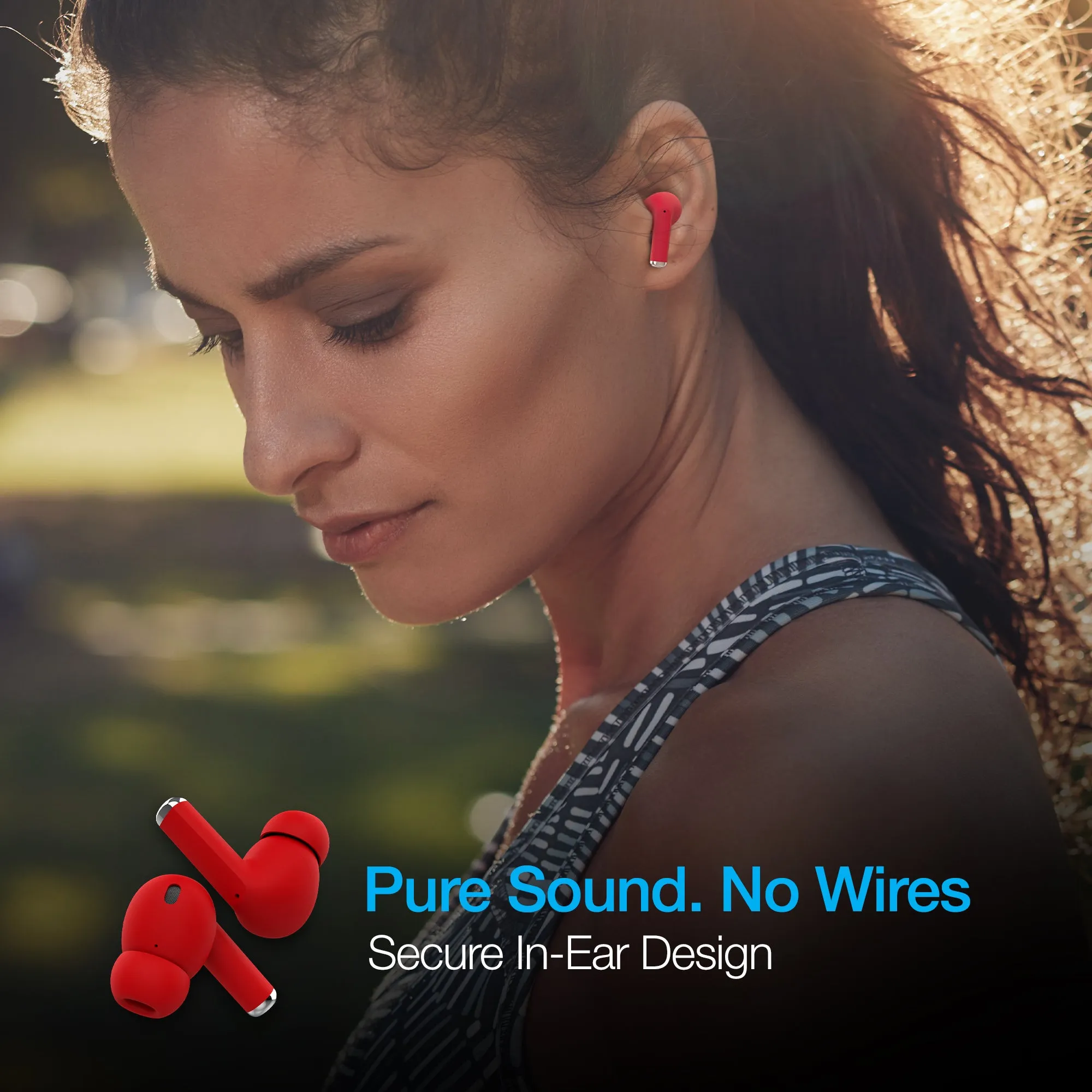 Naztech Xpods PRO True Wireless Earbuds with Wireless Charging Case - Red