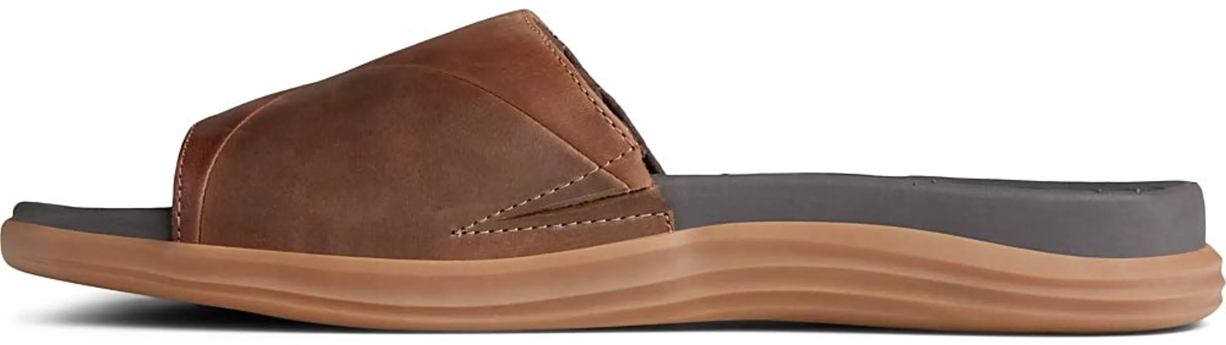 New in box! Sperry Men's Regatta Leather Slide Sandal, Brown, Sz 9! Retails $87 