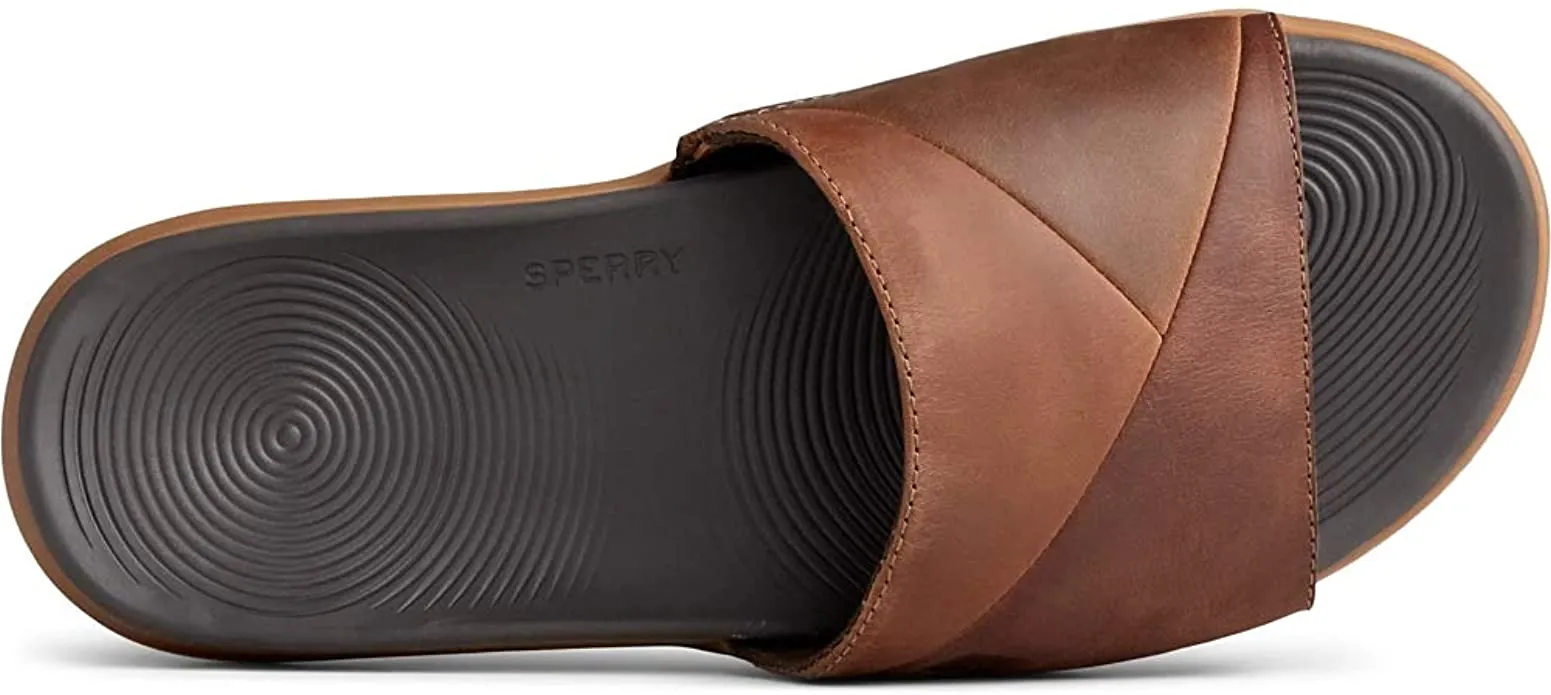New in box! Sperry Men's Regatta Leather Slide Sandal, Brown, Sz 9! Retails $87 