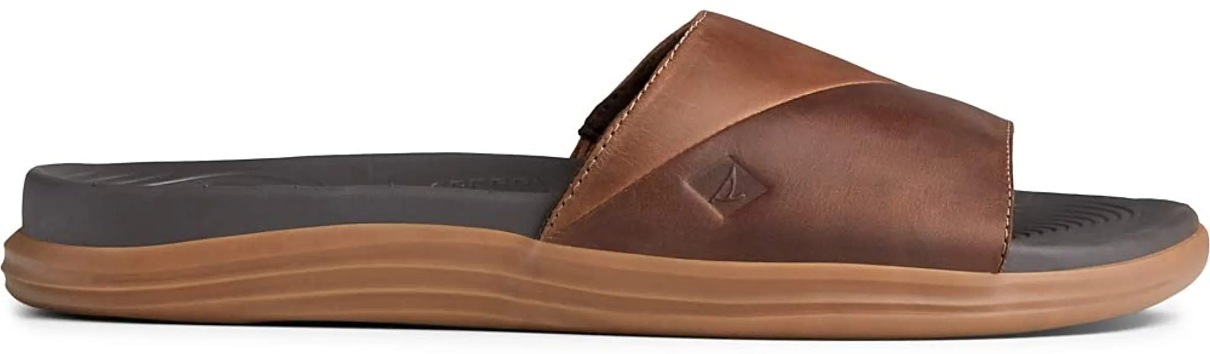 New in box! Sperry Men's Regatta Leather Slide Sandal, Brown, Sz 9! Retails $87 