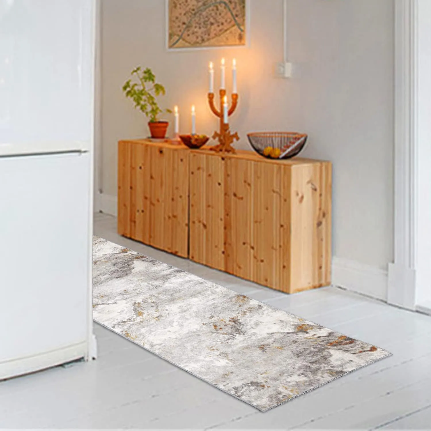 NEW pomhrory Runner Rug Carpet for Hallway 2'7" X 4' Bohemian Style Digital Printing Area Rug with Non Slip Grip PVC Backside Anti Skid Area Rug for Kitchen Living Room Bed