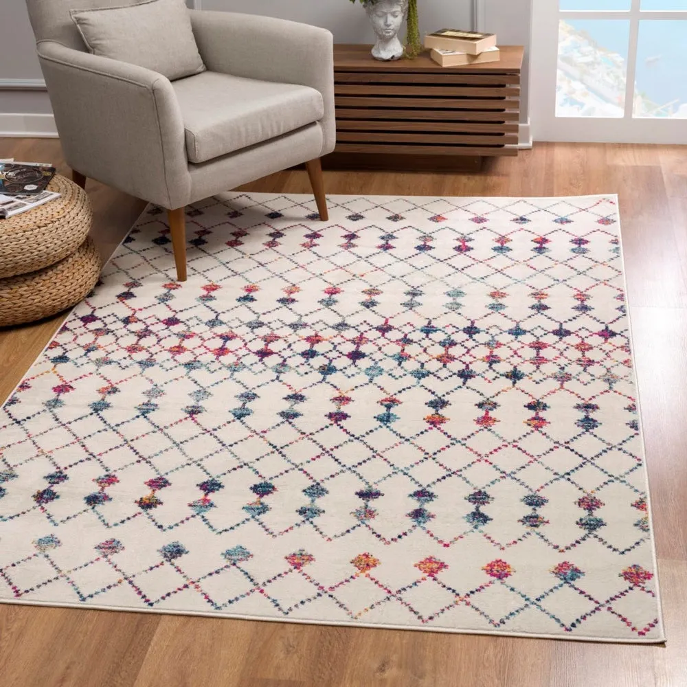 New Splash-2912-Cream & Multi 5 Ft 3 Inch X 7 Ft 7 Inch Area Rug! Made in Turkey! Stain & Fade Resistant!