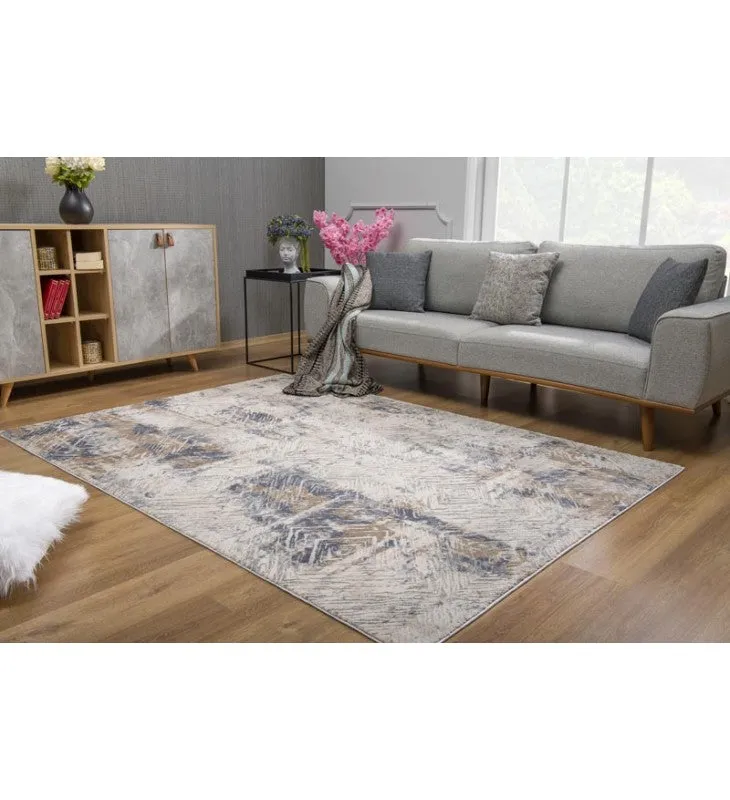 New Sunshine Area Rugs Allure Beige Rectangle Rug, 3'9" X 5'6" with hi low detail, stain & mold resistant!
