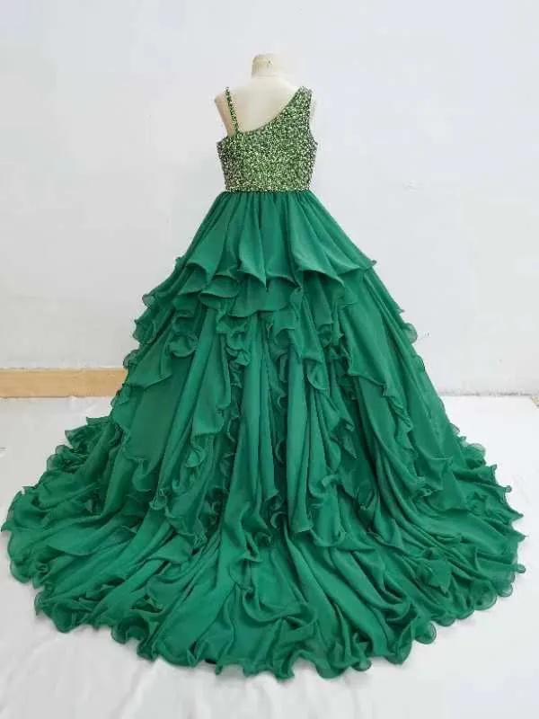 One Shoulder Multilayer Charming  Sparkly Pageant Dress