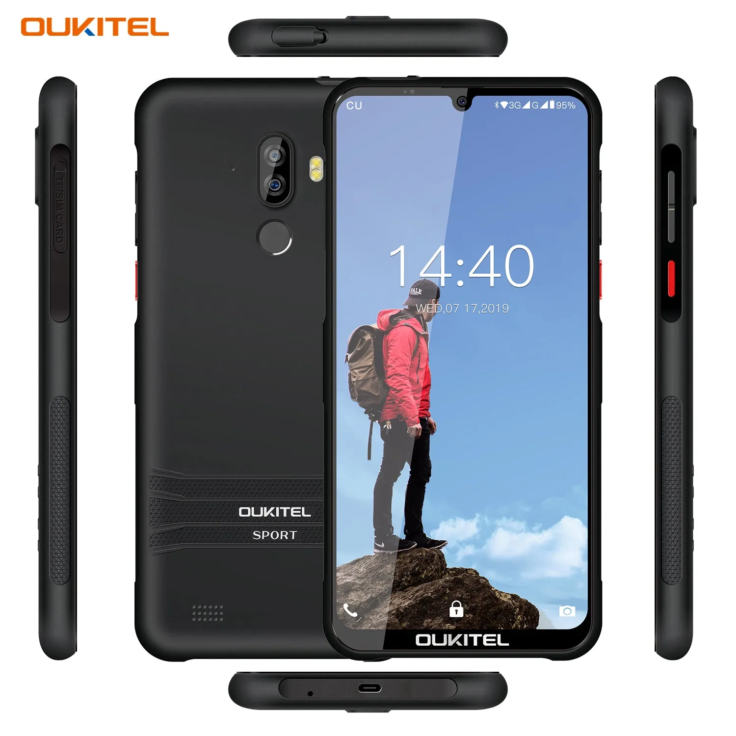 OUKITEL Y1000  6.1inch Waterdrop Display Mobile Phone 8MP 5MP 2G 32G Dual SIM 4 Core Android Phone Navy blue