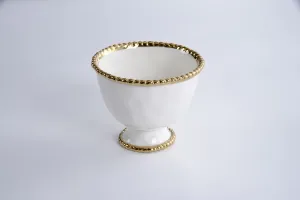 Pampa Bay Small Footed Bowl- Gold & White