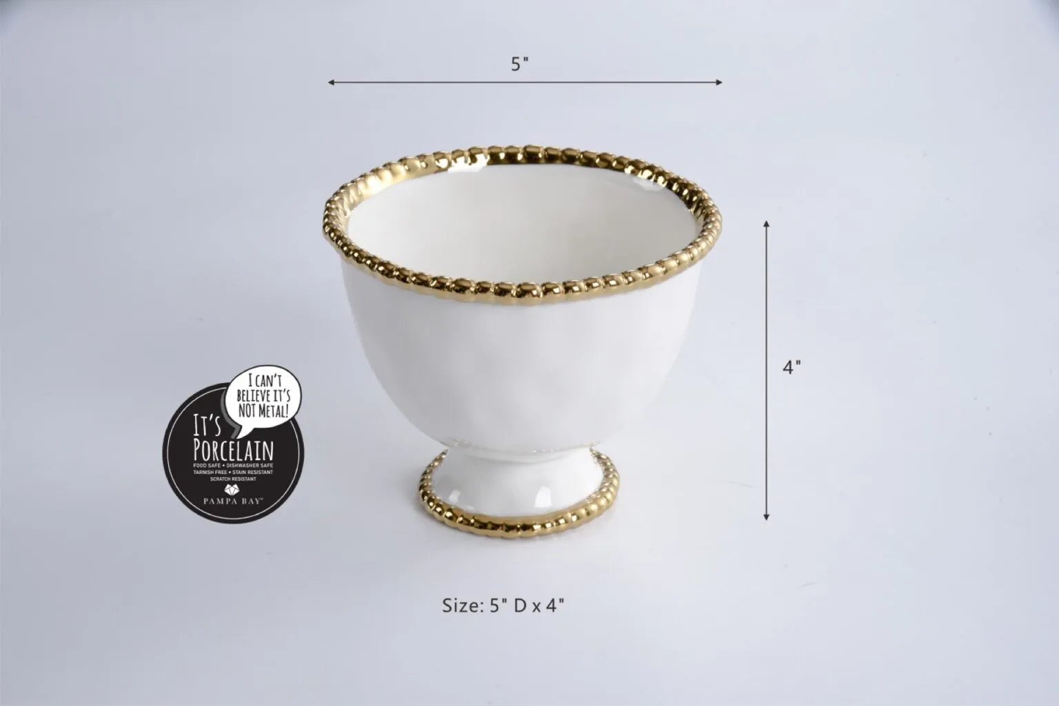 Pampa Bay Small Footed Bowl- Gold & White