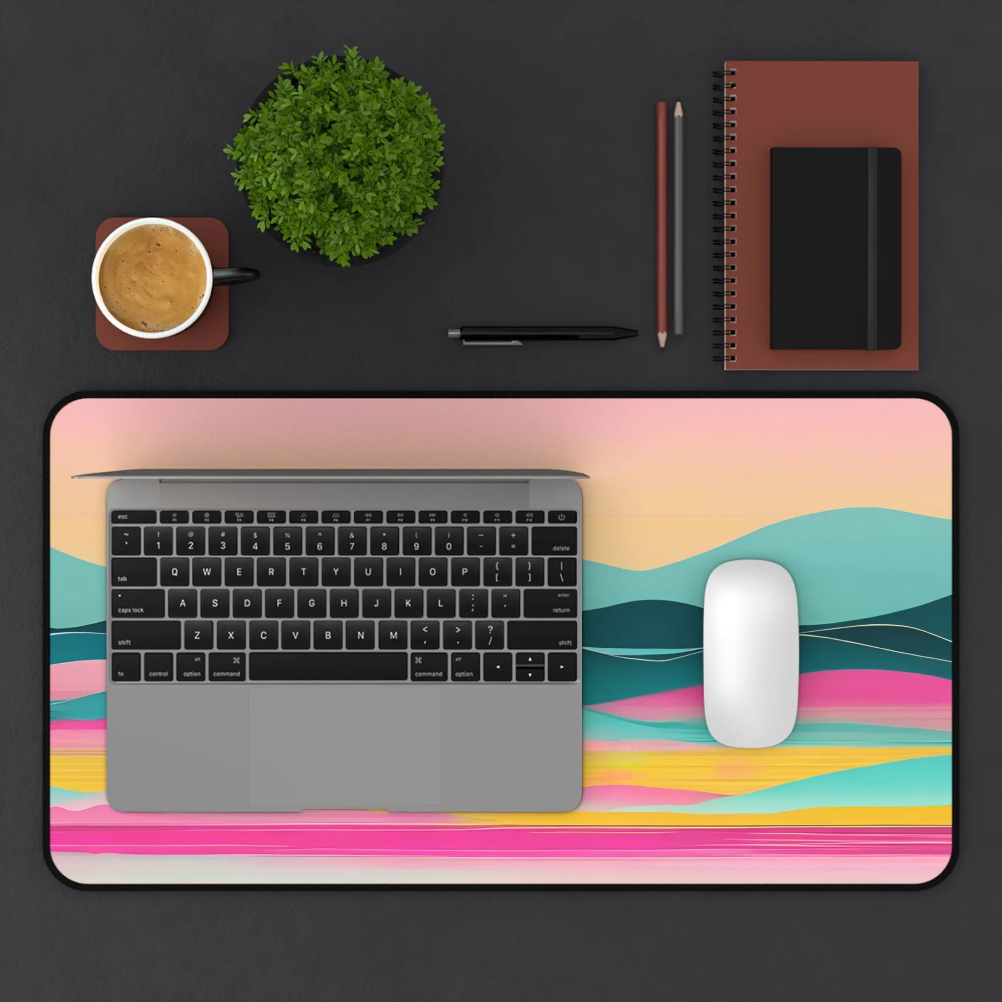 Pastel Ocean Waves Desk Mat