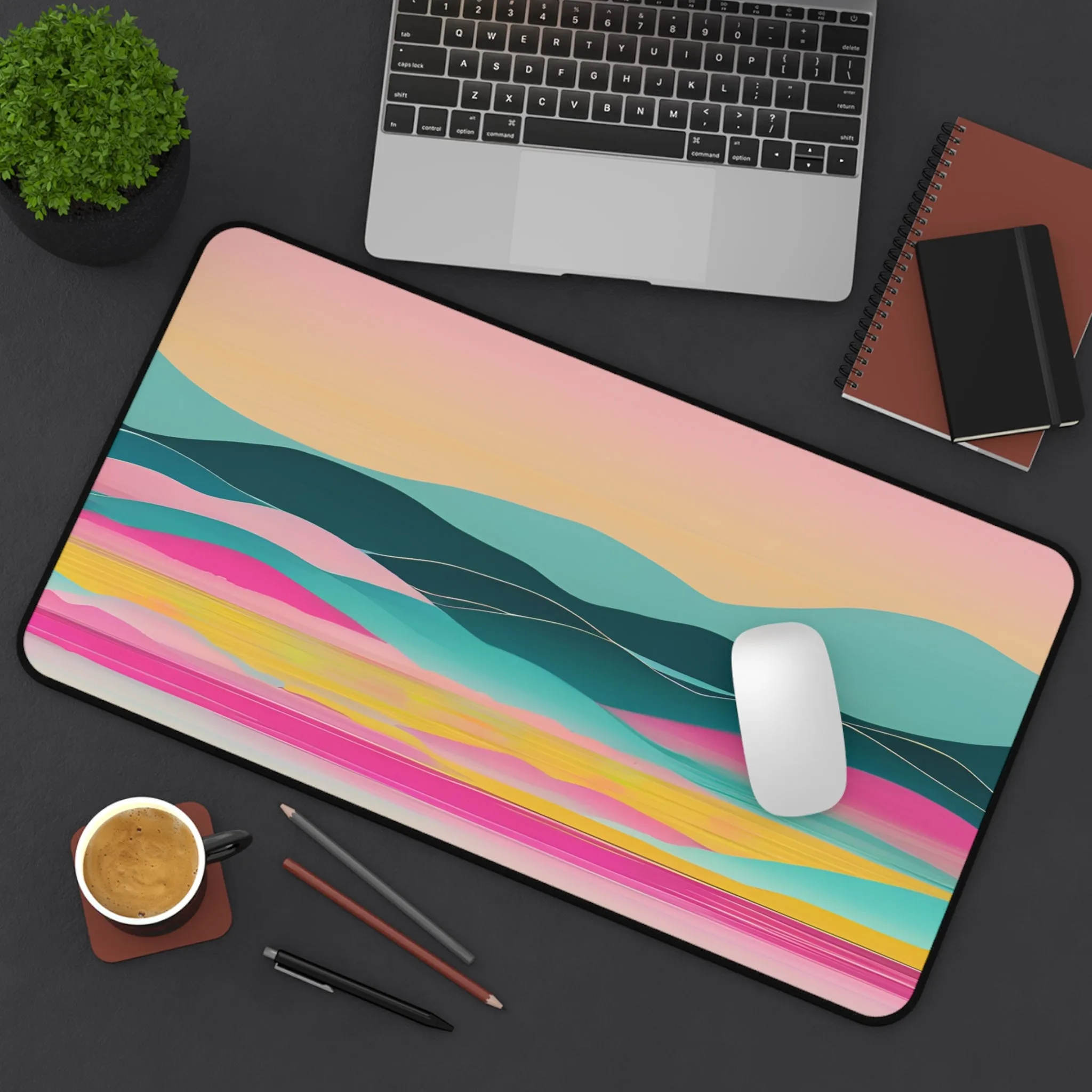 Pastel Ocean Waves Desk Mat