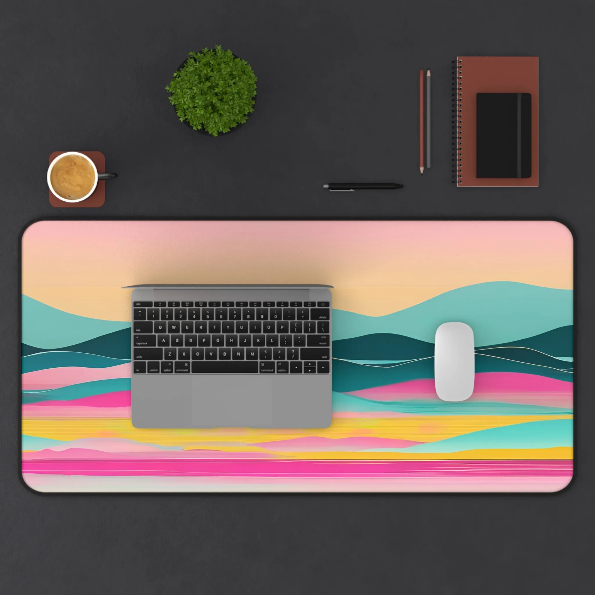 Pastel Ocean Waves Desk Mat