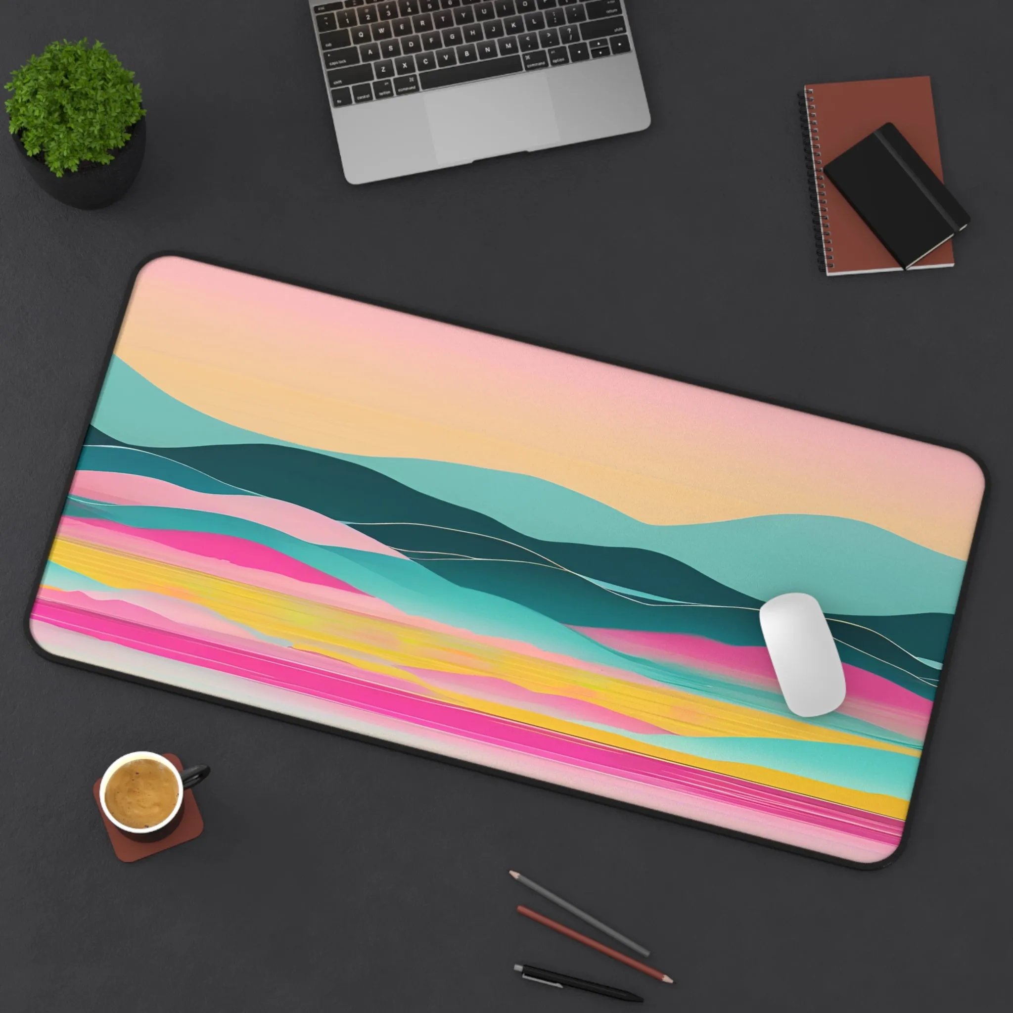 Pastel Ocean Waves Desk Mat