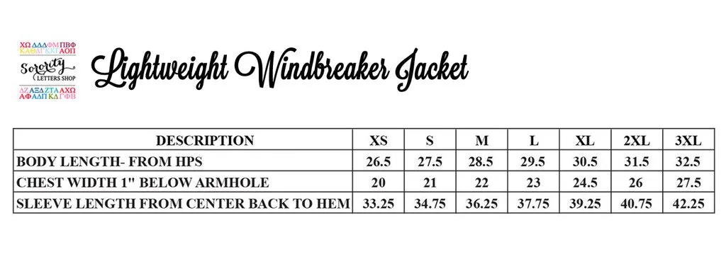 Phi Mu Delta Windbreaker Jacket - 2 Line Design