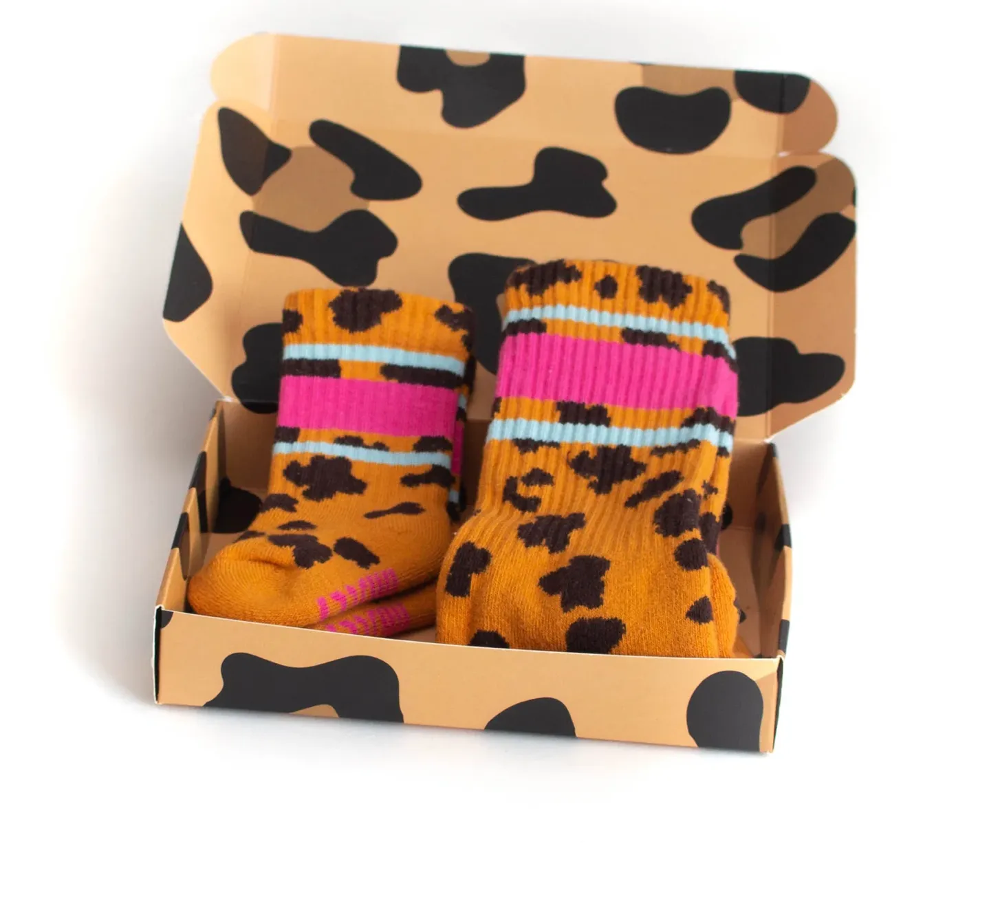 Pink & Blue Leopard Socks