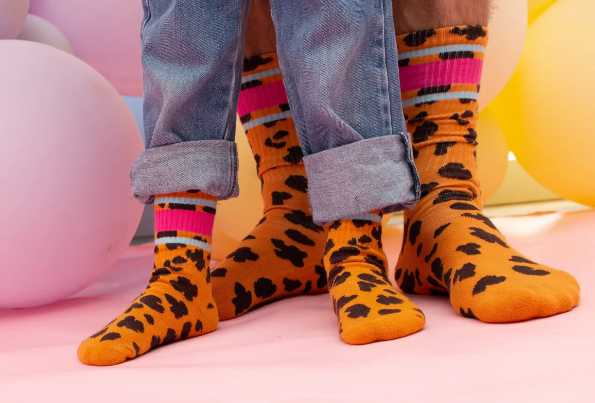 Pink & Blue Leopard Socks