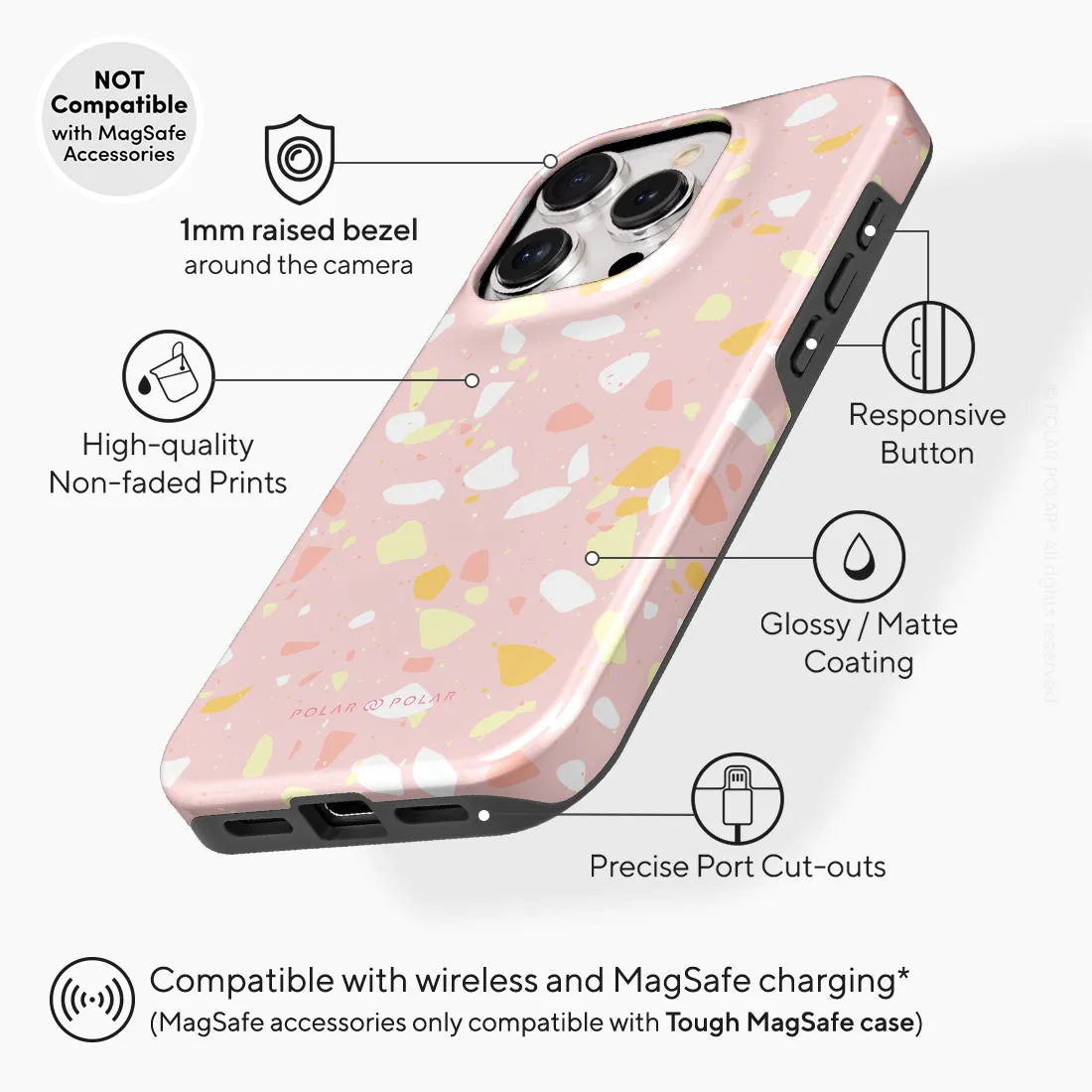 Pink Peony Terrazzo - iPhone 15 Pro Case