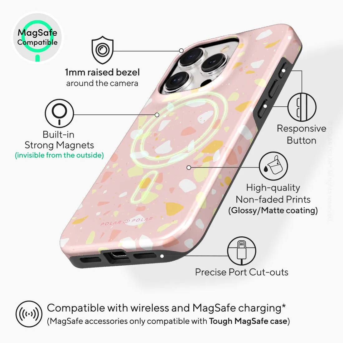 Pink Peony Terrazzo - iPhone 15 Pro Case