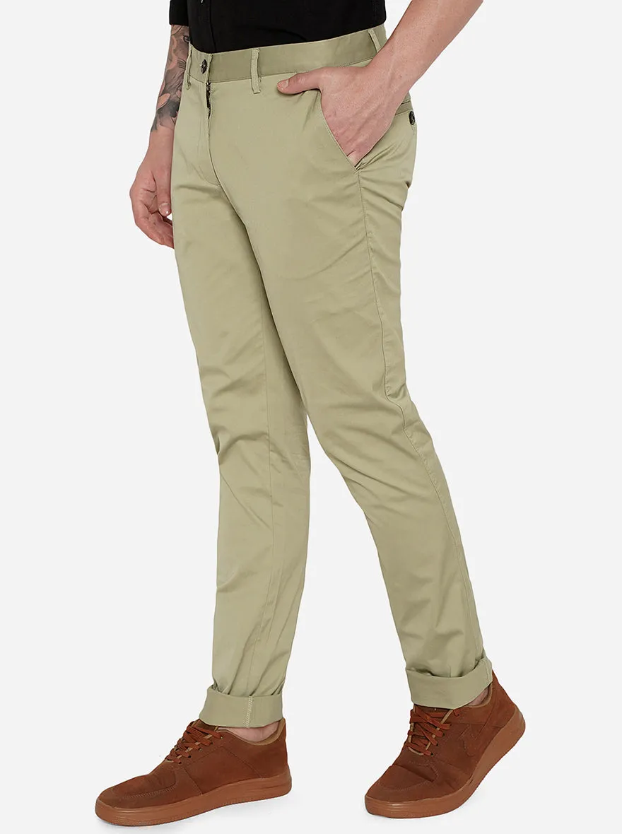 Pista Green Solid Uno Fit Casual Trouser | JadeBlue