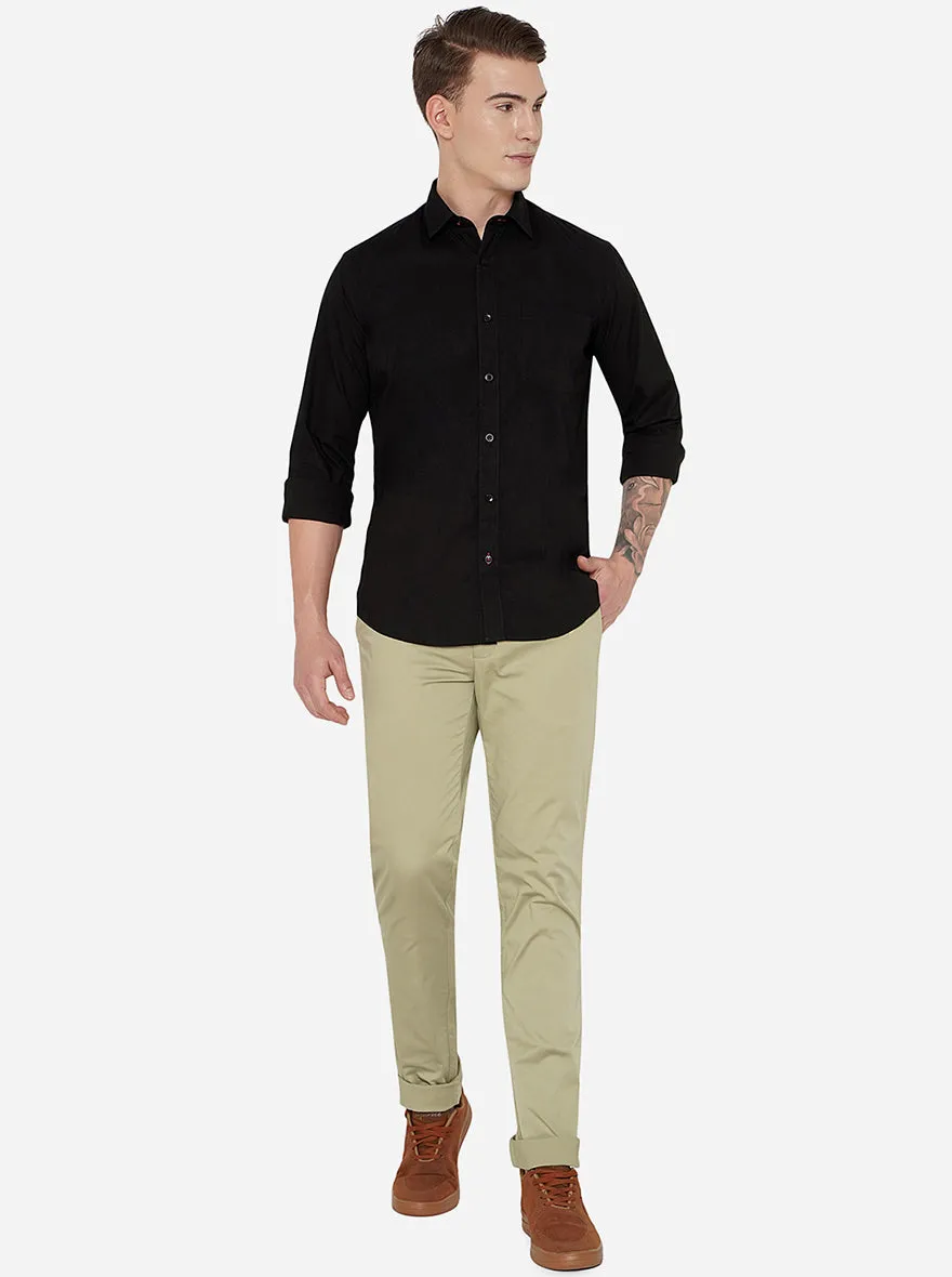 Pista Green Solid Uno Fit Casual Trouser | JadeBlue